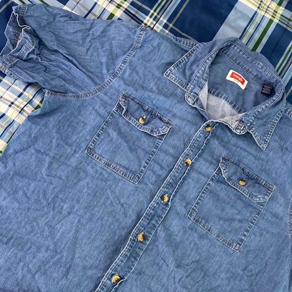 Wrangler denim button down short-sleeve shirt - Picture 3 of 17